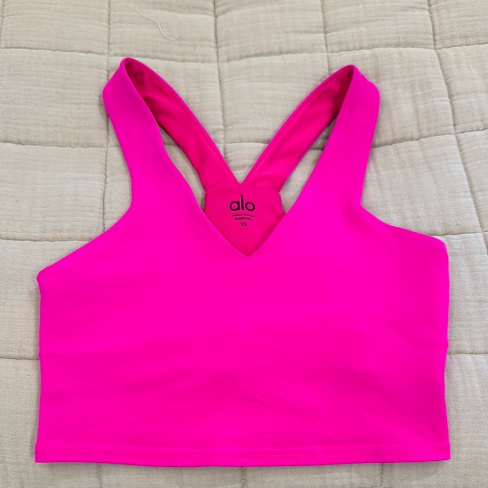 ALO Yoga Real Sports Bra Hot Pink - Picture 2 of 6